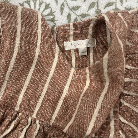 Rylee + Cru Brown Striped Kids Casual Dress - Picture 3 of 4